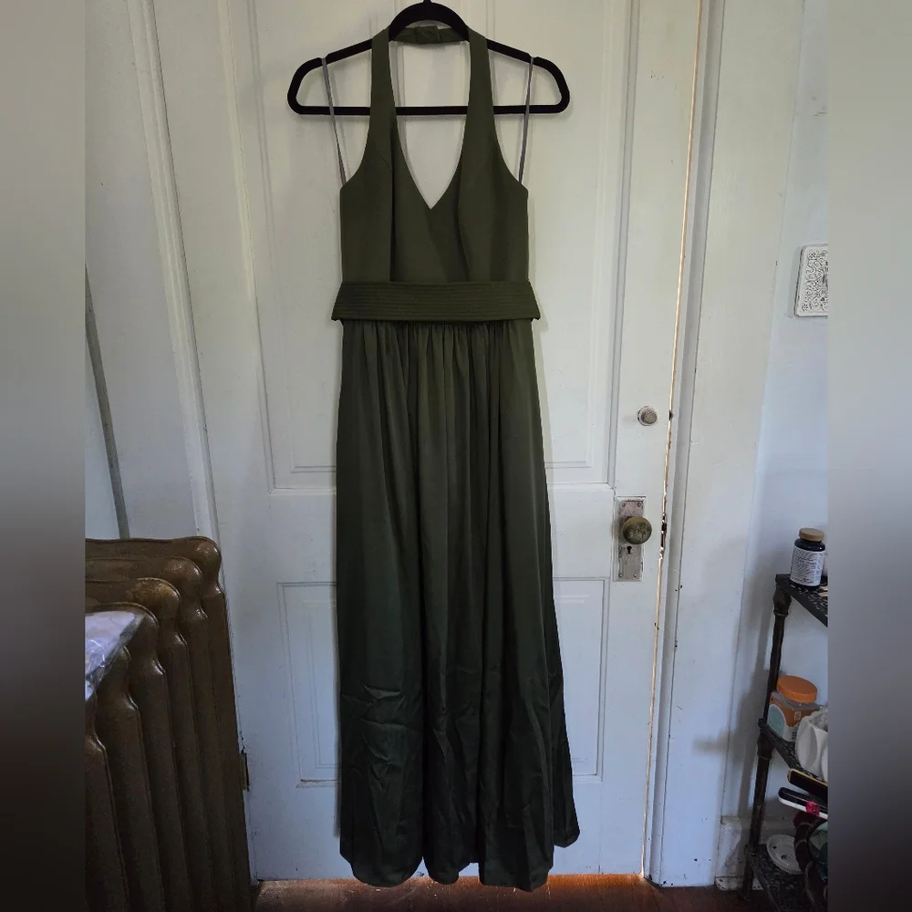 Vera Wang White Label Green Formal Halter Dress - Picture 6 of 9